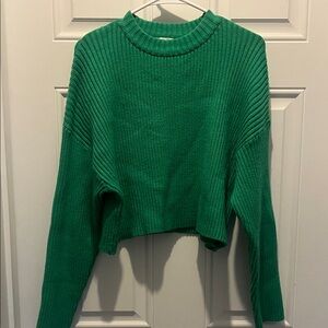 St Patrick’s Day Green Ribbed Women's Cropped Sweater